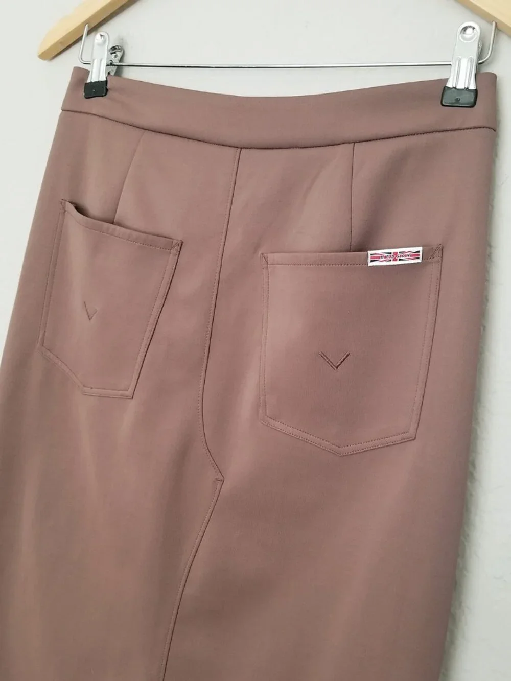 Hudson Jeans Women's XS Reconstructed Midi Skirt Deep Taupe Brown Stretch $185